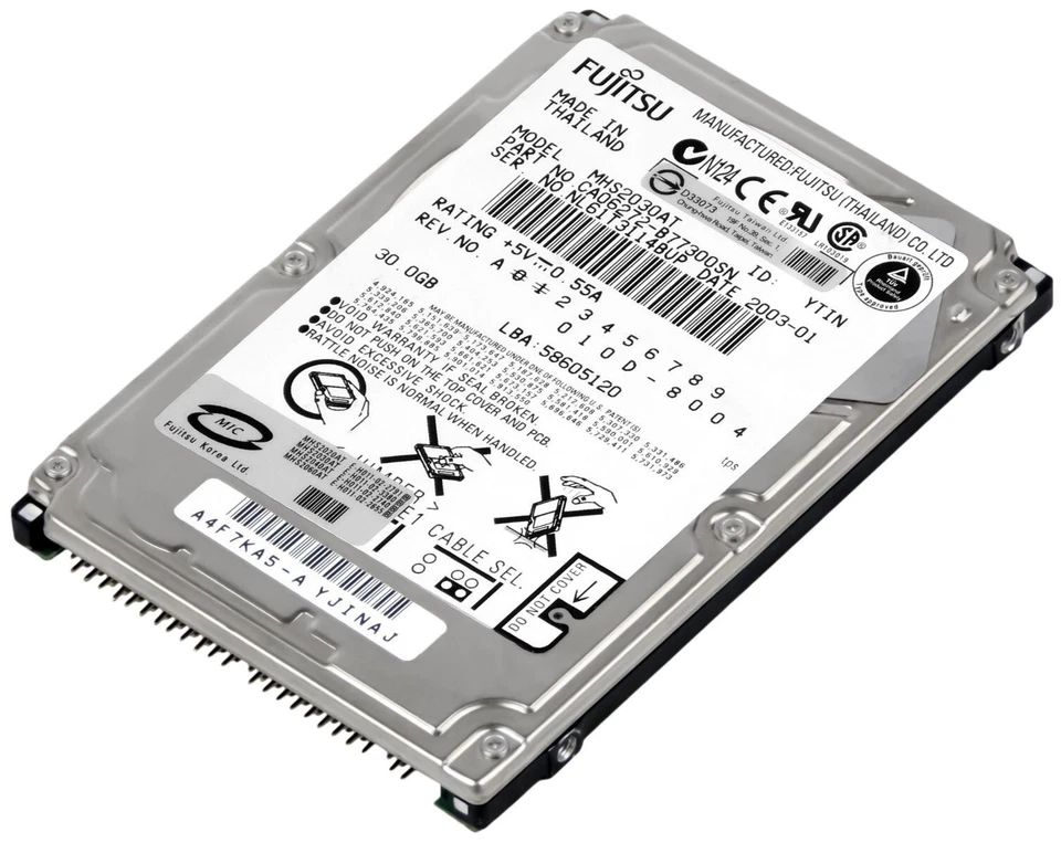 Hard Drive Fujitsu MHS2030AT 30GB 4200RPM 2MB Cache IDE ATA PATA 2.5'' Inch - Image 1 of 3