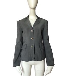 MOSCHINO Jeans Italy Grey Stripes Viscose Blazer Jacket Size 10 US 44 IT