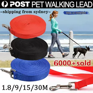 1.8/9/15/30M Dog Lead Leash Long Nylon Pet Puppy Training Obedience Recall Track - Picture 1 of 17