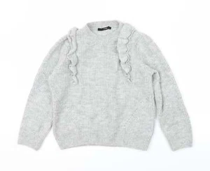 Suéter de acrílico de cuello redondo gris para niñas George` talla M - Imagen 1 de 12