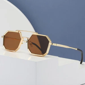 Modische Steampunk Sonnenbrille Herren Damen Gold Metallleiste Retro Schirm Brille UV400 - Bild 1 von 18