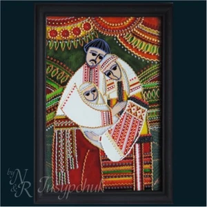 Ukrainisches Volk traditionelle Malerei auf Glas handgefertigte gerahmte Wanddekoration 14x20 - Bild 1 von 4