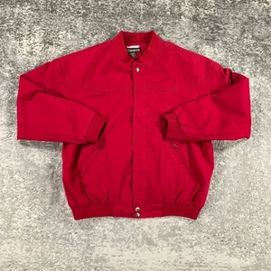 Vintage Haband Jacket Mens Large L Red Bomber Zip Button Collar Y2K Streetwear - Picture 1 of 14