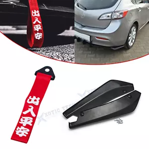 Fit Mazda 3 6 MX-5 Miata Set Canard Splitter Diffuser Spoiler Lip+Towing Strap - Picture 1 of 12