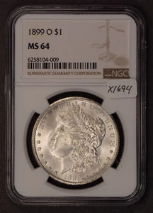 1899-O $1 Morgan Dollar - Frosty Orig Luster - Tough Coin - NGC MS 64 - X1694 - Picture 1 of 2
