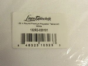  LinenTablecloth 132" Round Premium Polyester Tablecloth White, LTC-132RD020101 - Picture 1 of 3