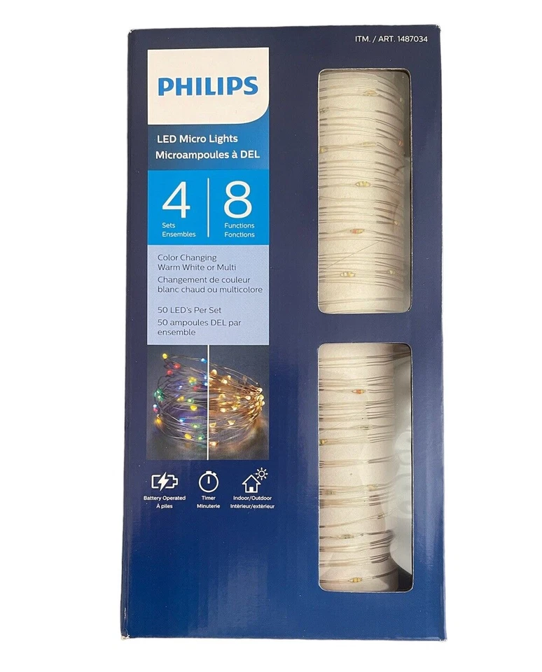 Philips Dual Color Microdot LED 4 Sets of 50 Glass Block Fairy Mini Lights - Image 1 of 3