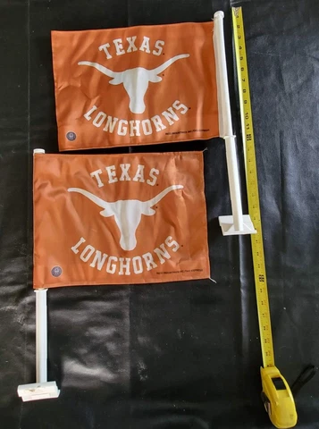 Lot Of 2:University Of Texas Longhorns Car Auto Window Flags Cover