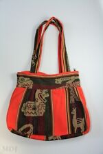 Peruvian Handmade Purse Orange Handcrafted Wool Shoulder Bag  13 IN x 14 IN 