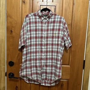 VTG Lauren Ralph Lauren Men’s Medium Red Plaid Short Sleeve Button Front Shirt - Picture 1 of 10