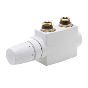 Heizkörper Mittelanschluss-Block DURCHGANG/ECK SET mit Thermostat Szagato weiß - Bild 1 von 2