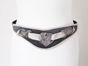 Cintura Corsetto Dirndl Vintage Tirolo - Grigio Camoscio/Metallo - Oktoberfest - Small - Foto 1 di 8