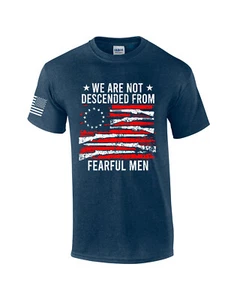 We Are Not Descended From Fearful Men American Flag Men's Short Sleeve T-shirt - Picture 1 of 13