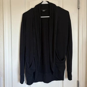 Athleta Mädchen Wrap 'n Roll schwarze weiche Strickjacke mit Taschen - Größe 12/L - Bild 1 von 7