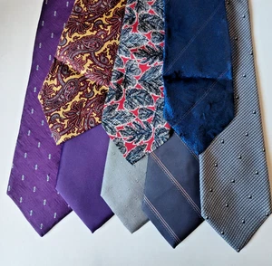 8 LOT VINTAGE SILK TIES PURPLE GREY PAISLEY 54-60" - Picture 1 of 12
