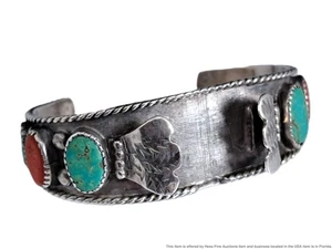 Bracciale Orologio Vintage Designer Firmato Southwest Argento Sterling Pietra Bracciale - Foto 1 di 5