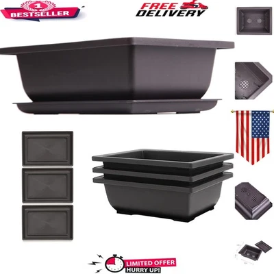 Durable Indoor Bonsai Pots Set of 3 with Drainage and Humidity Trays - 9"x6.7" - Image 1 of 4