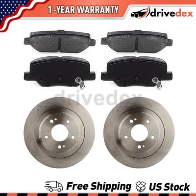 Rear Rotors Semi-Metallic Brake Pads Fits 2014 2015 Mitsubishi ASX_DV - Image 1 of 4