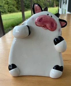 KERAMIK SCHWARZ & WEISS HOLSTEIN KUH MÜNZBANK & STECKER ~ HÄLT TROCKEN ABWISCHBAREN MARKER - Bild 1 von 12