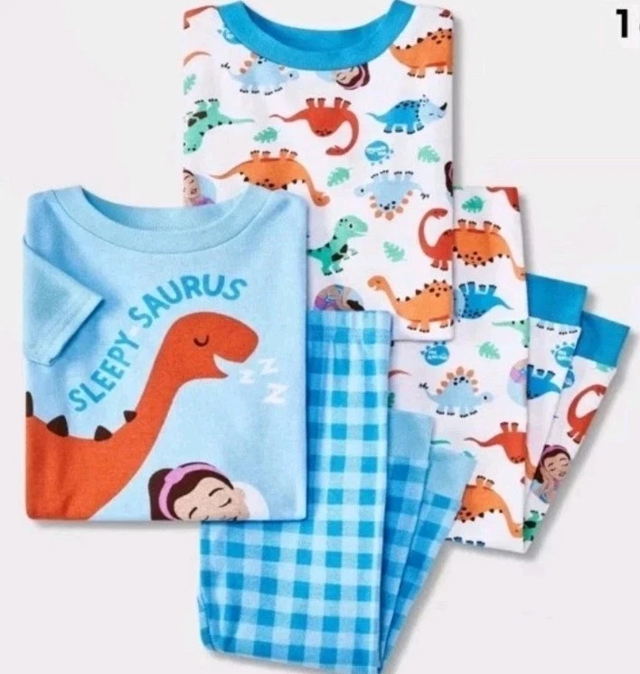 Toddler Girl Boys 4pc Short Sleeve Cotton Snug Fit Ms. Rachel Pajama Set Blue 2T