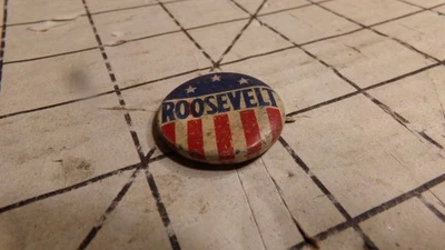 Vintage Original Roosevelt Stars & Stripes Campaign Button - Image 1 of 4
