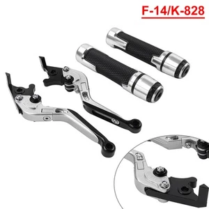 CNC Brake Clutch Levers Handlebar Grips Set For Kawasaki ZX6/9/636R ZX10R Silver - Bild 1 von 10