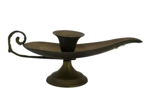 Brass Aladdins Lamp Candleholder made in Bangladesh Tarnished - Picture 1 of 16