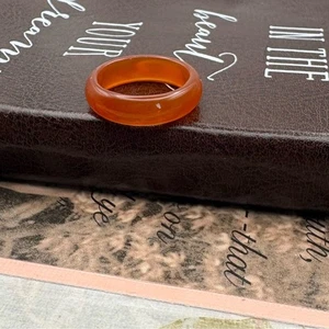 Vintage geschnitzter orange Karneol Achat Ring Band 7,5 - Bild 1 von 5