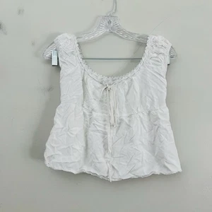 Blusa corta SHEIN blanca con volantes sin mangas para mujer talla S - Imagen 1 de 7