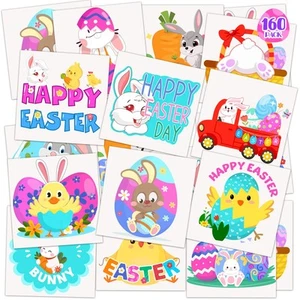 160PCS Temporary Easter Tattoos for Kids 2 Inch Fake Tattoo multicolor - Picture 1 of 6