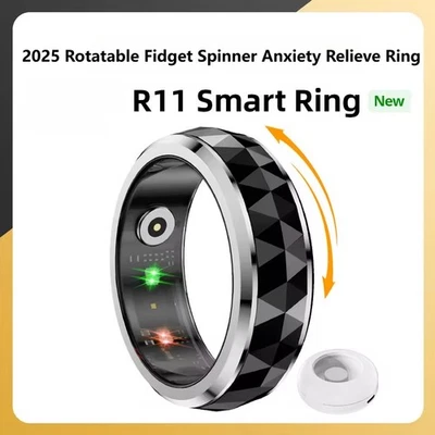 Rotatable Wearable Smart Ring Heart Rate Health Fitness Sleep Tracker Waterproof - Image 1 of 4