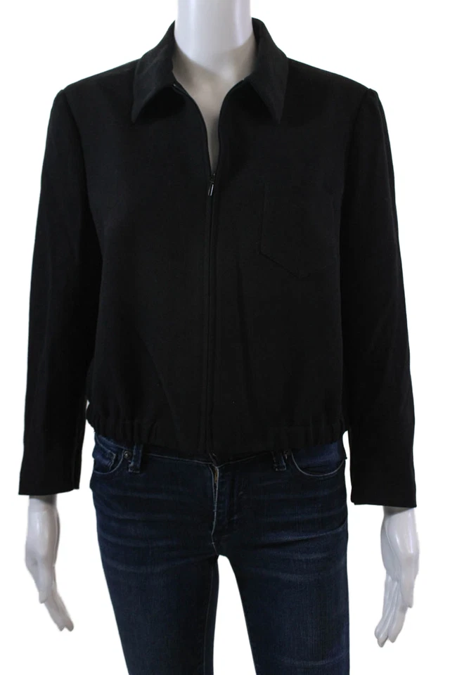 Blusa corta RED Valentino para mujer cremallera completa manga larga cuello negra talla 46 EUR Foto 1 de 4