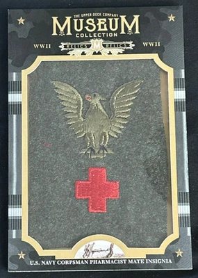2017 GOODWIN CHAMPIONS MUSEUM WORLD WAR 2 RELIC CARD US NAVY CORPSMAN INSIGNIA - Image 1 of 3