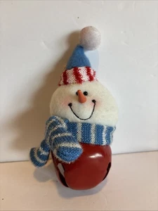 Muñeco de nieve de felpa vintage metal campana roja árbol de Navidad adorno  - Imagen 1 de 6