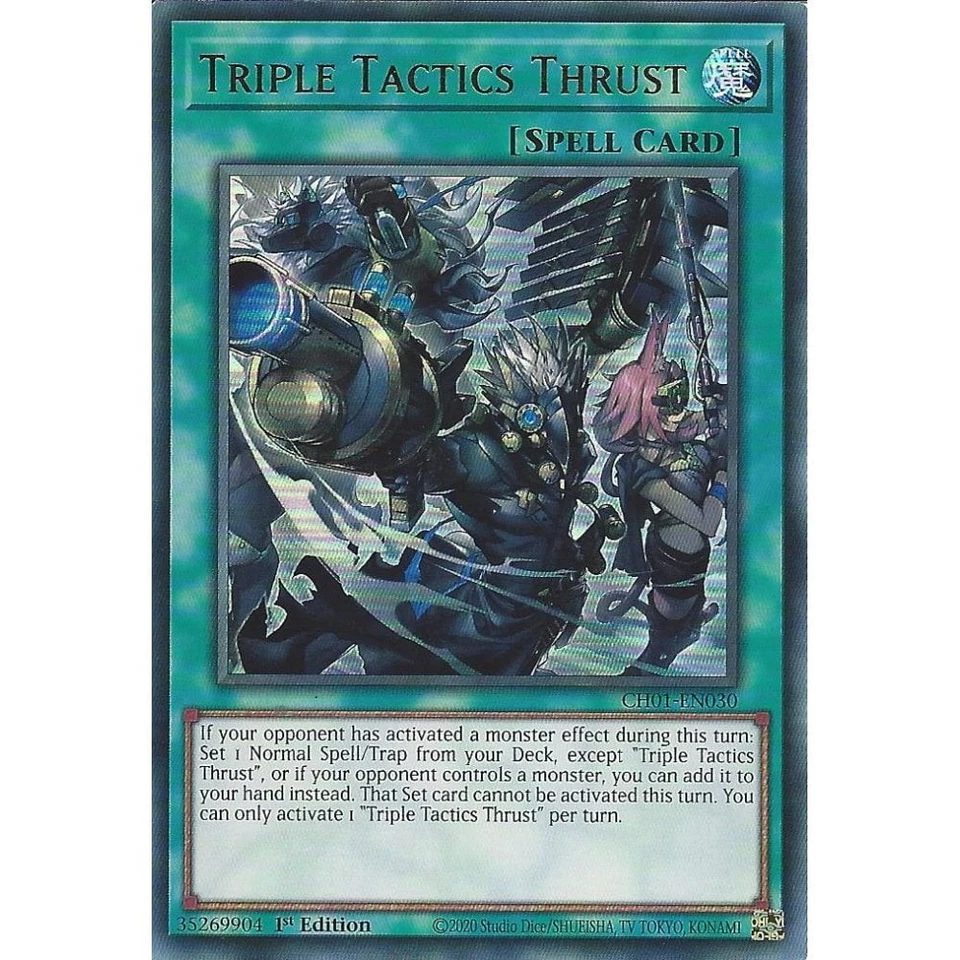 CH01-EN030 Triple Tactics Thrust : Ultra Rare Card : 1st Edition YuGiOh TCG - Image 1 of 2