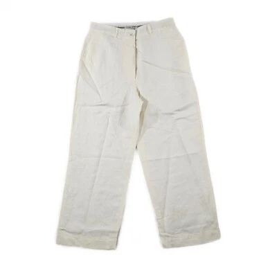 Jillian Jones Womens Straight Leg Pants Trouser Linen Blend High Rise Beige 8 - Image 1 of 4