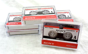 Lot of 6 Sony MC-60 Microcassette Tapes with Case