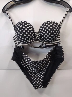 Collections by Catalina Women's Bikini Top M (8-10)Padded Black/White Bottom L  - Image 1 of 4