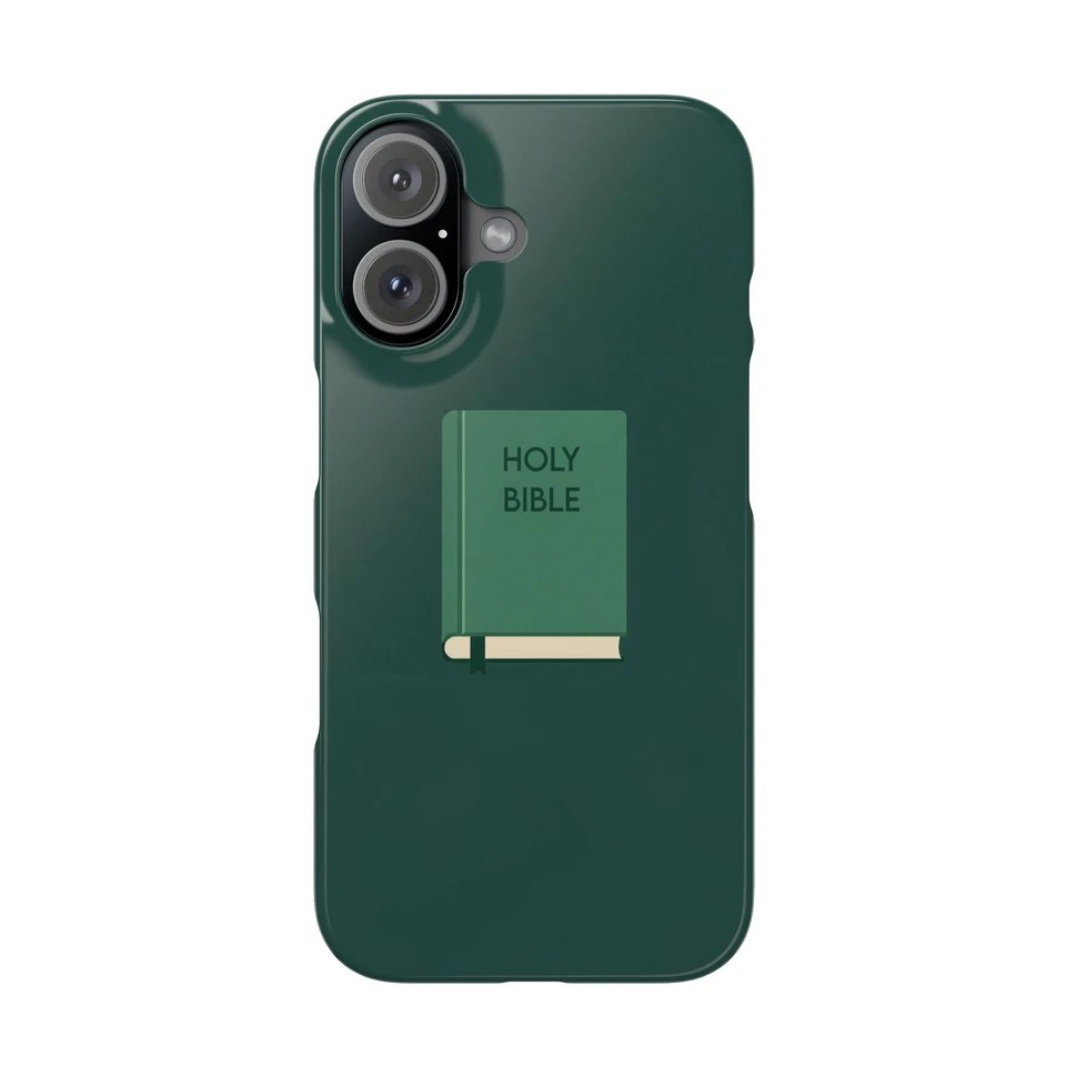 Forest Green Bible Slim Phone Case, Bible Cover, Scripture Decor, Modern - Image 1 of 1