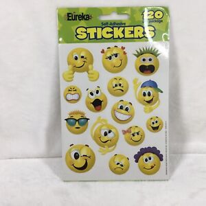Eureka Emoticons 1990 Stickers, Self-Adhesive 120 Per Pack Lot of 2