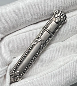 Antique Victorian Art Nouveau French Sterling Silver Sewing Needle Case  Scrolls - Picture 1 of 8