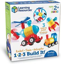 NEW Learning Resources 1-2-3 Build It! Rocket Train Helicopter STEM For Ages 2+