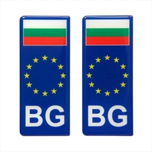 2x 98x42mm BG Bulgaria България Flag Number Plate Gel Domed Stickers Badge - Picture 1 of 2