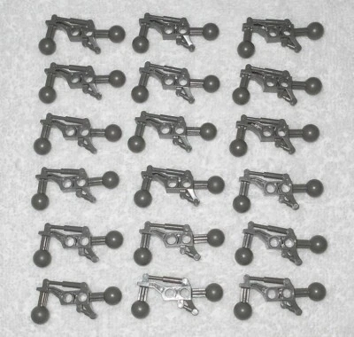 LEGO Technic - (x18) Two Ball Joints 90 Degrees 2 x 7 - Dark Gray - Part # 32173 - Image 1 of 2