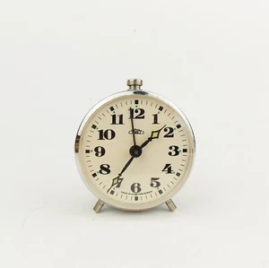 Tiny Vintage 1980s Alarm Clock  PRIM Czechoslovakia Blue Table Desk Clock - Picture 1 of 4