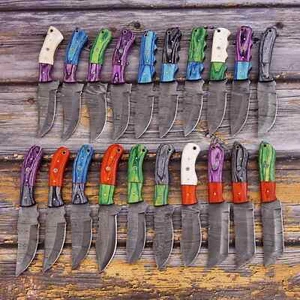 LOT OF 20 CUSTOM HANDMADE DAMASCUS STEEL FULL TANG HUNTING SKINNER EDC KNIFE - Picture 1 of 1
