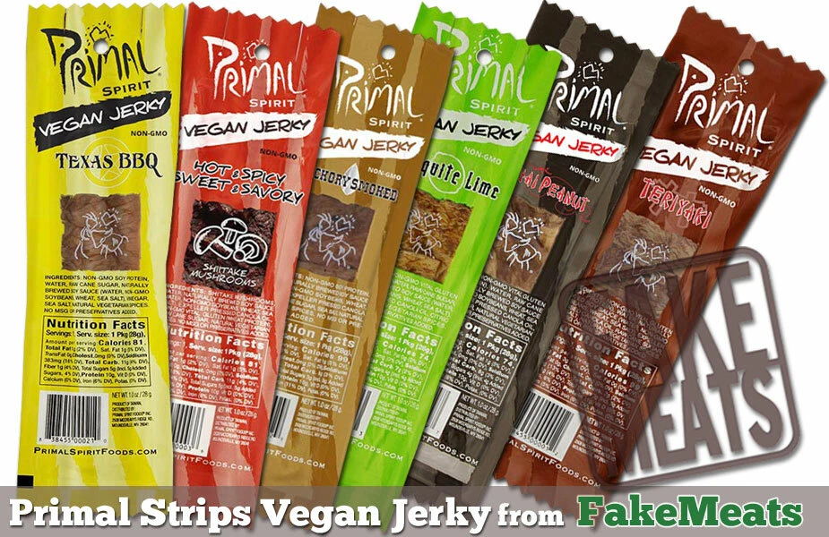 Primal Strips Vegano Sin Carne Cecina, 1 oz. tiras (pack de 24) Foto 1 de 1