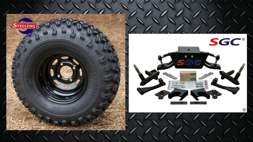 Club Car DS Golf Cart 6" A-Arm Lift Kit + 10" Wheels and 22" AT Tires 1982-2003 Foto 1 de 4