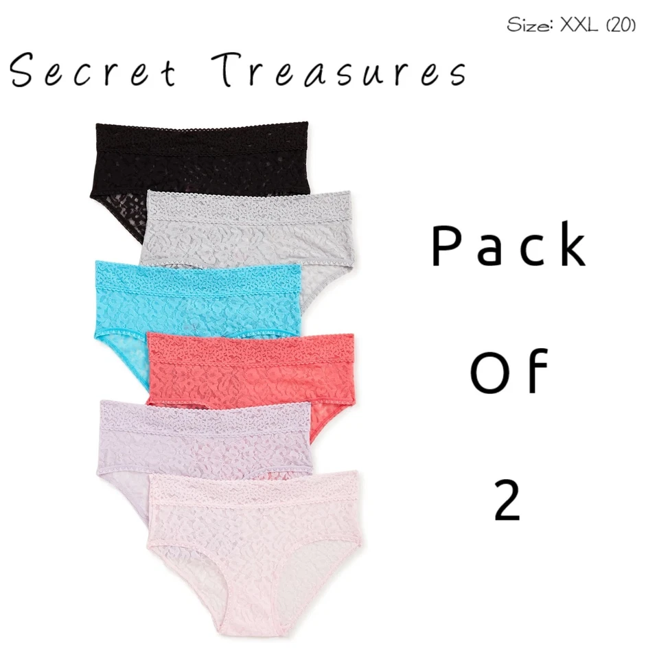 Secret Treasures Mujer Suave Elastizado 6 Pares Bikini Ropa Interior Talla XXL (20) 2pk Foto 1 de 1