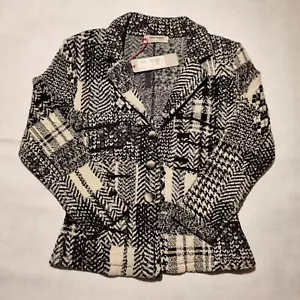Aldomartins Black White Patterned Patchwork Blazer Jacket size 12 New - Picture 1 of 15